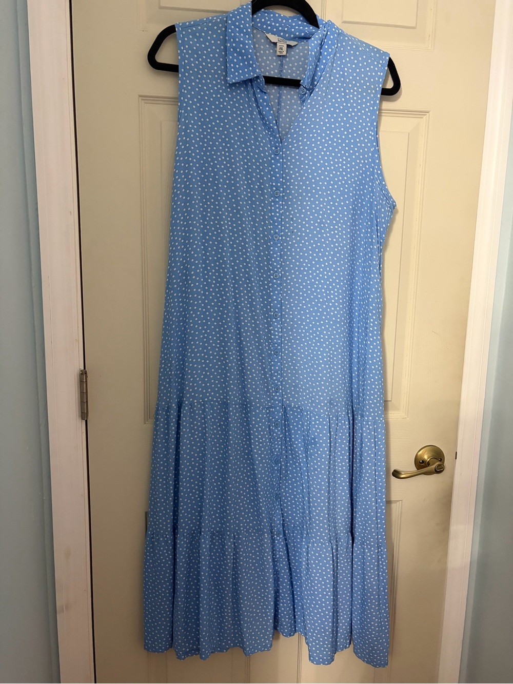 croft & barrow Light Blue Sleeveless Polka Dot Maxi Dress